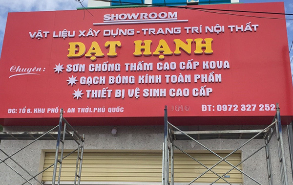 Mẫu bảng hiệu vật liệu x&acirc;y dựng Đạt Hạnh