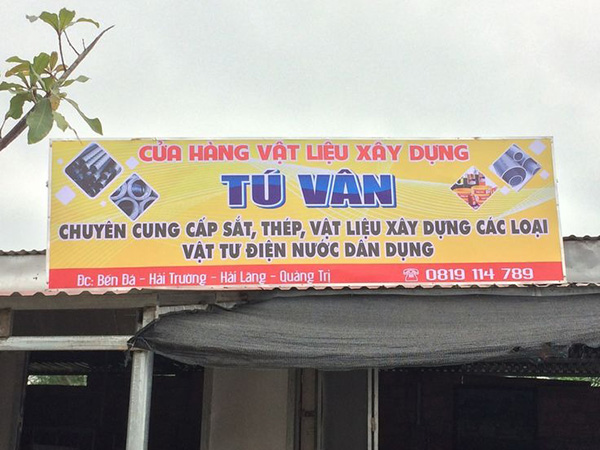 Mẫu bảng hiệu cửa h&agrave;ng vật liệu x&acirc;y dựng bằng Hiflex