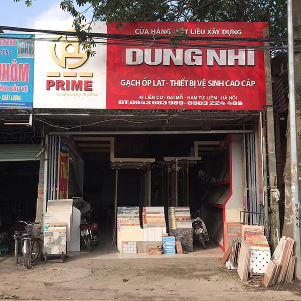 Mẫu bảng hiệu cửa h&agrave;ng vật liệu x&acirc;y dựng Dung Nhi