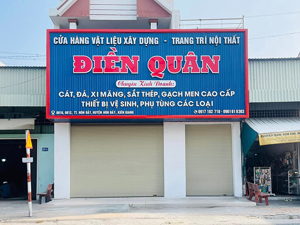 Mẫu bảng hiệu cửa h&agrave;ng vật liệu x&acirc;y dựng bằng T&ocirc;n s&oacute;ng