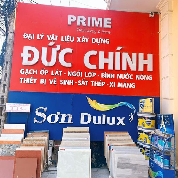 Mẫu bảng hiệu đại l&yacute; vật liệu x&acirc;y dựng Đức Ch&iacute;nh