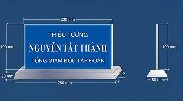 K&iacute;ch thước chuẩn của biển chức danh dể b&agrave;n bằng Mica