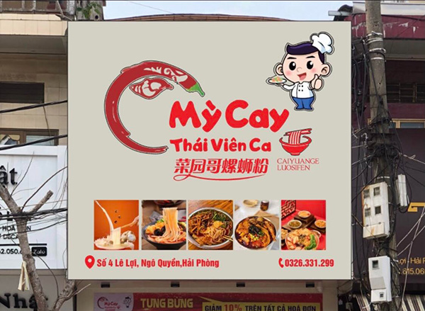 Mẫu bảng hiệu m&igrave; cay Th&aacute;i Vi&ecirc;n Ca