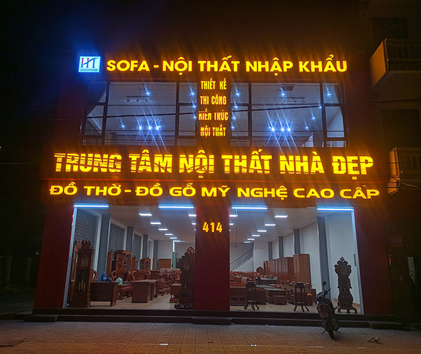 Ho&agrave;n thiện bộ chữ nổi Mica đ&egrave;n LED cho xưởng nội thất