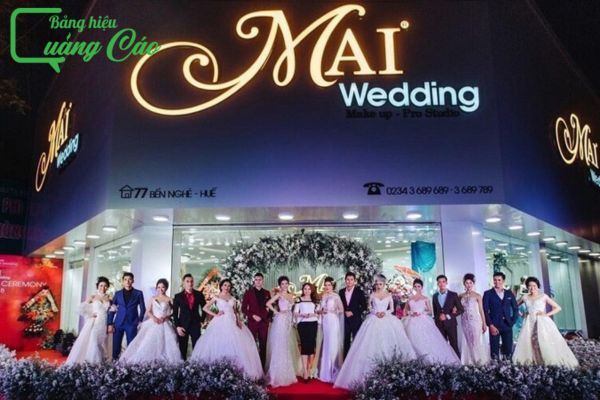 Bảng hiệu áo cưới kết hợp đèn LED MAI
