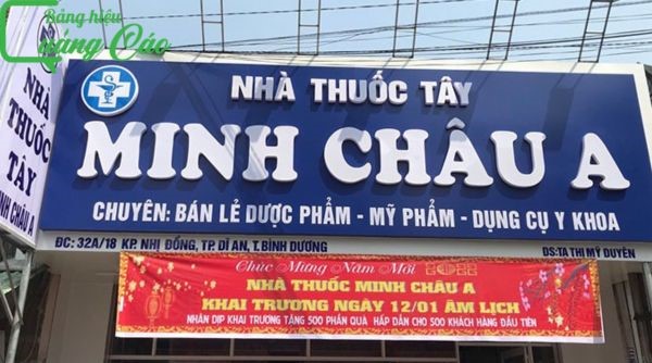 Bảng hiệu thuốc tây chữ nổi Minh Châu A