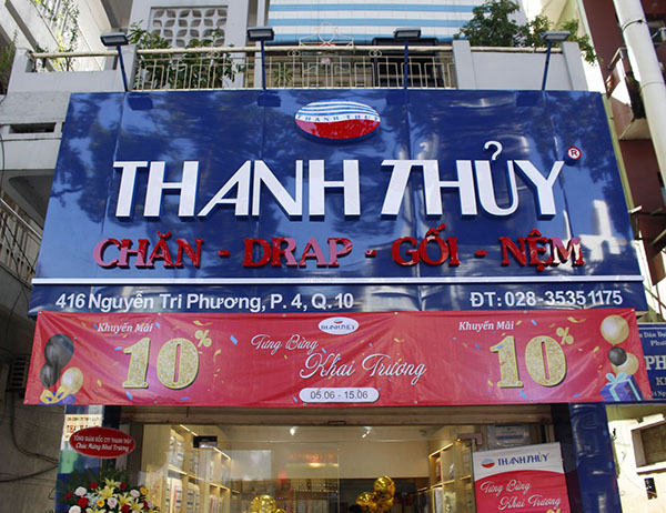 Mẫu bảng hiệu chăm ga gối nệm Thanh Thủy