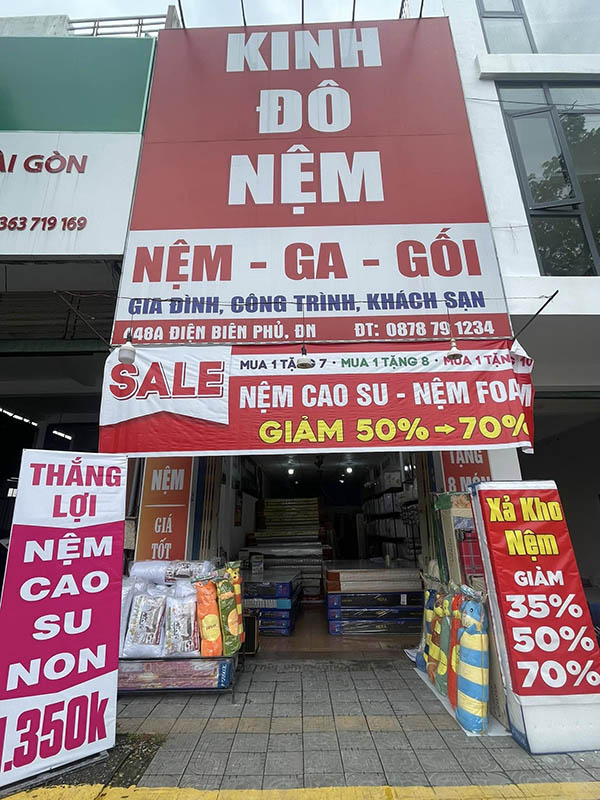 Mẫu bảng hiệu chăn ga gối Kinh Đ&ocirc; Nệm