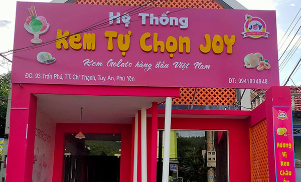 Mẫu bảng hiệu kem tự chọn Joy