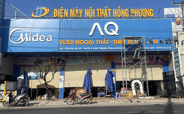 Mẫu bảng hiệu m&agrave;u xanh nước biển