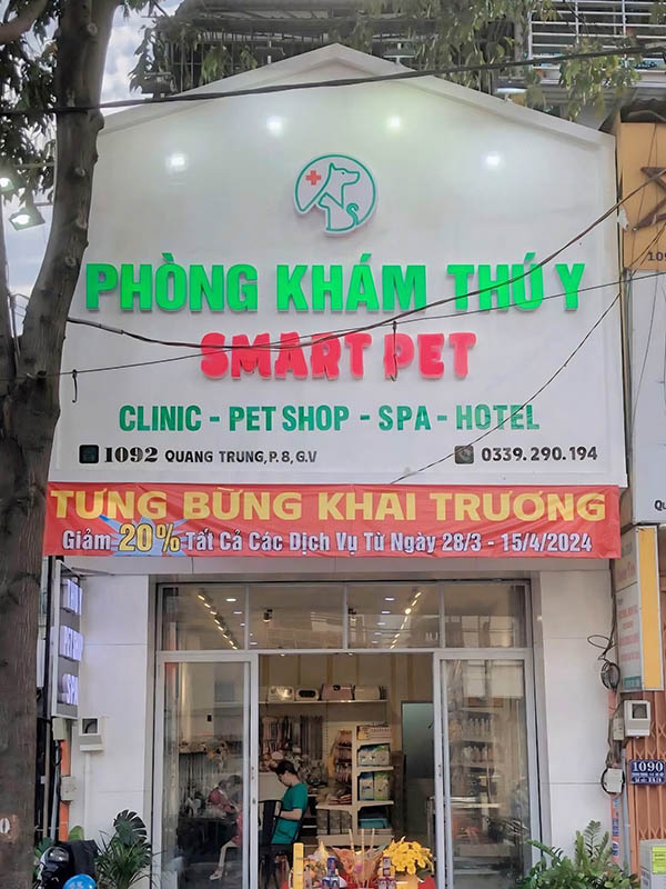 Mẫu bảng hiệu ph&ograve;ng kh&aacute;m th&uacute; y Smart Pet