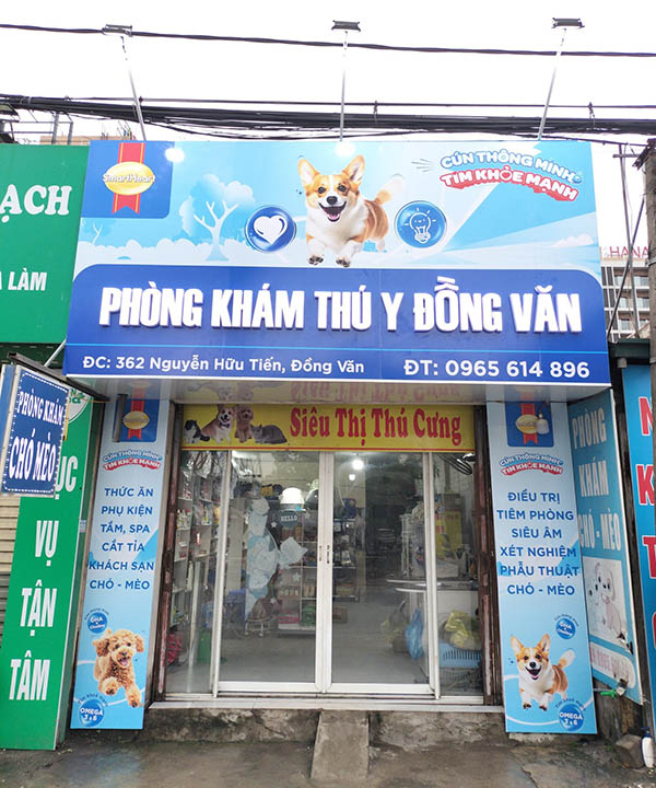 Mẫu bảng hiệu ph&ograve;ng kh&aacute;m th&uacute; y Đồng Văn