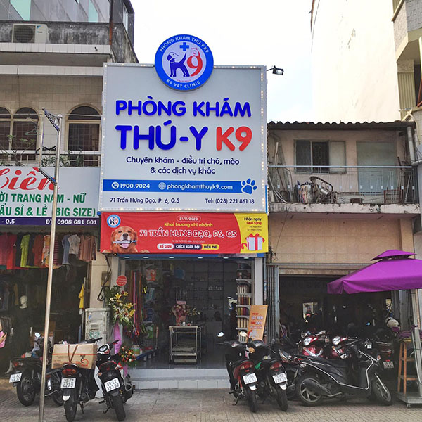 Mẫu bảng hiệu ph&ograve;ng kh&aacute;m th&uacute; - y K9