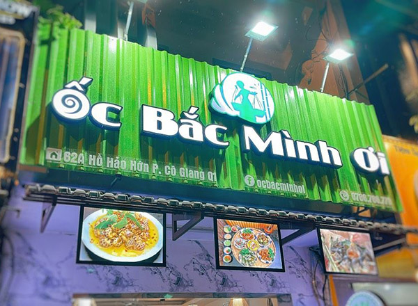 Mẫu bảng hiệu qu&aacute;n ốc Bắc M&igrave;nh Ơi