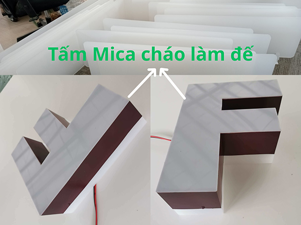 Tấm Mica ch&aacute;o l&agrave;m đế chữ nổi