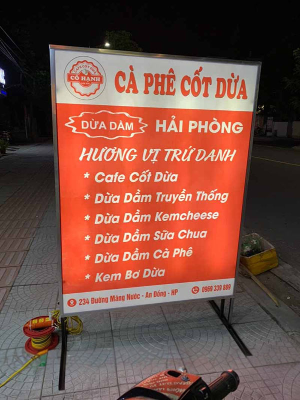 Mẫu biển vẫy cafe đứng 2 mặt