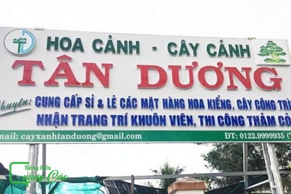 Bảng hiệu cây cảnh alu chữ nổi Tân Dương