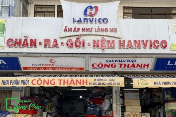 Bảng hiệu chăn ga gối đệm Hanvico