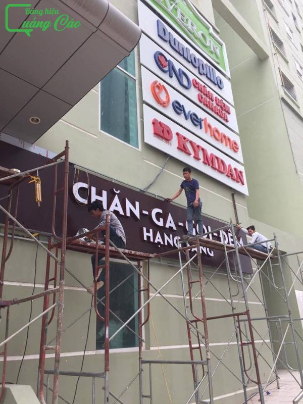 Quy trình thi công bảng hiệu chăn ga gối đệm cao cấp