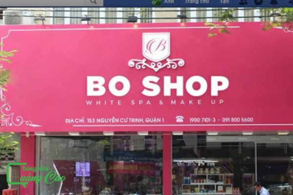 Bảng hiệu màu hồng chữ nổi mica Bo Shop