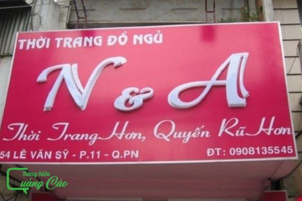 Bảng hiệu màu hồng Thời trang Nơ A