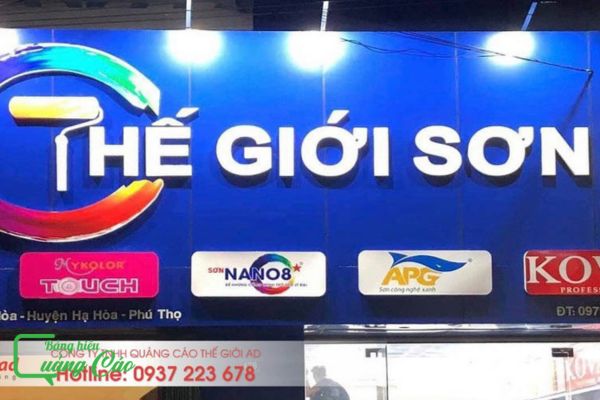 Bảng hiệu sơn alu chữ nổi Thế Giới Sơn