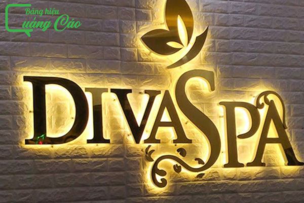 Chữ nổi inox kết hợp đèn LED Diva Spa
