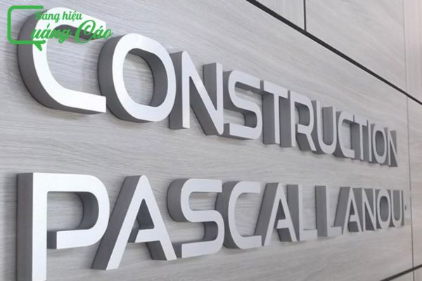 Chữ nổi inox trắng bạc Construction