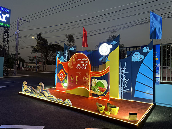 Mẫu backdrop formex kết hợp LED Neon nổi bật
