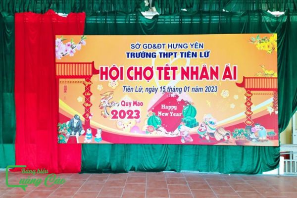 Backdrop gian hàng hội chợ Tết nhân ái