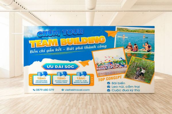 Thiết kế backdrop team building đẹp, giá rẻ