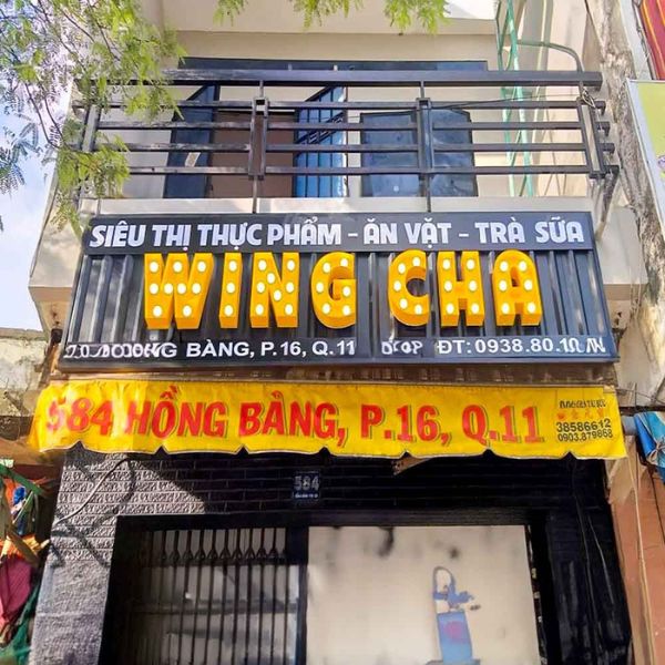 Bảng hiệu ăn vặt Wing Cha