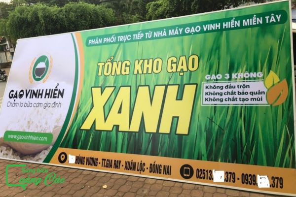 Bảng hiệu bán gạo Tổng kho gạo Xanh