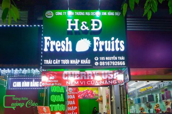 Bảng hiệu bán trái cây nhập khẩu H&D