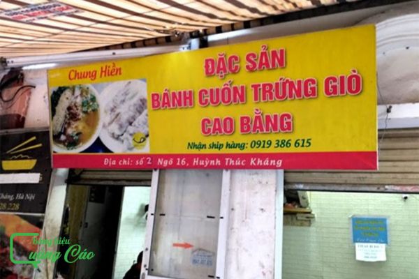 Bảng hiệu bánh cuốn nóng đặc sản Cao Bằng