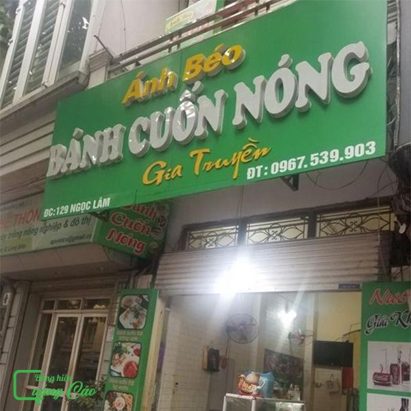 Bảng hiệu bánh cuốn nóng Ánh Béo