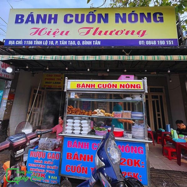 Bảng hiệu bánh cuốn nóng Hiệu Thương