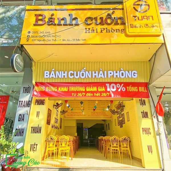 Bảng hiệu bánh cuốn nóng Hải Phòng