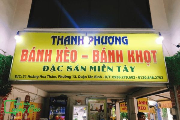 Bảng hiệu b&aacute;nh x&egrave;o, b&aacute;nh khọt Thanh Phương