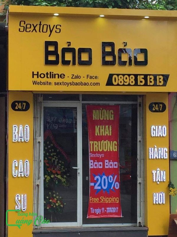 Bảng hiệu bao cao su bằng alu chữ nổi mica Bảo Bảo