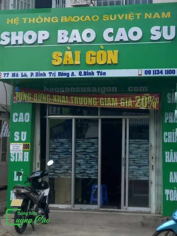 Bảng hiệu bao cao su shop tại Sài Gòn