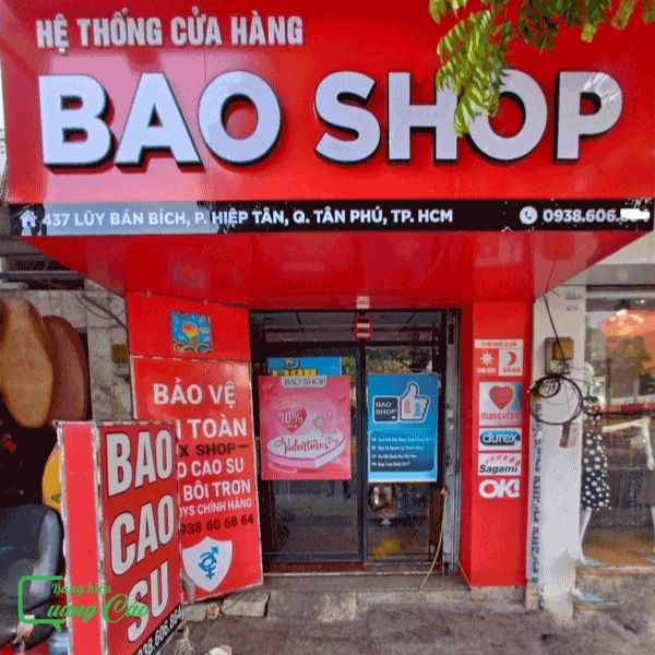 Bảng hiệu bao cao su BAO shop