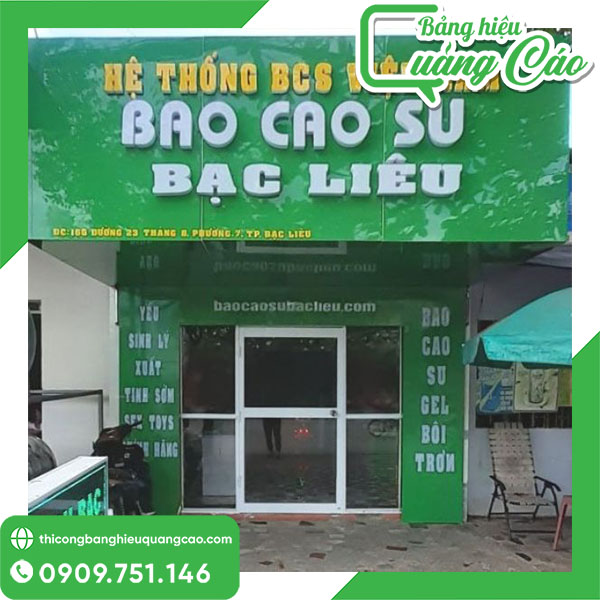 Bảng hiệu bao cao su cơ sở Bạc Liêu