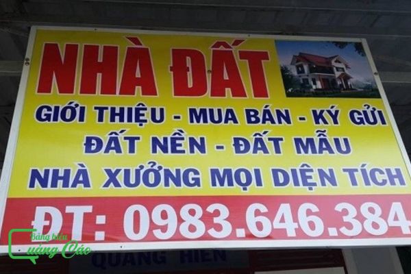 Bảng hiệu môi giới nhà đất bằng bạt hiflex giá rẻ