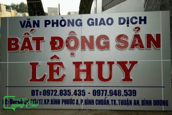 Làm bảng hiệu bất động sản, văn phòng gia dịch Lê Huy