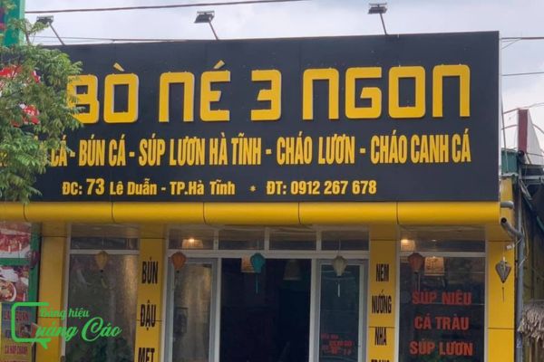 Bảng hiệu bò né 3 ngon chữ nổi mica bền đẹp