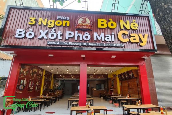 Bảng hiệu bò né 3 ngon tôn sóng giá rẻ