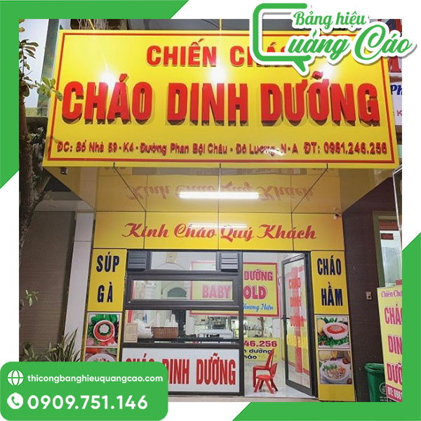 Bảng hiệu cháo dinh dưỡng đẹp, an toàn