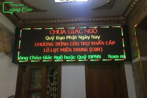 Thi công bảng hiệu đèn LED chạy chữ chùa Giác Ngộ