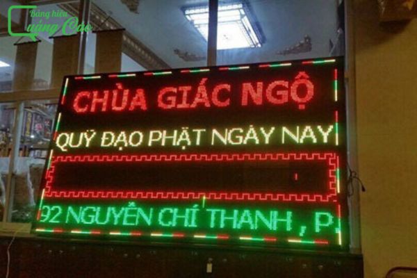 Mẫu bảng hiệu chùa Giác Ngộ đèn LED chạy chữ